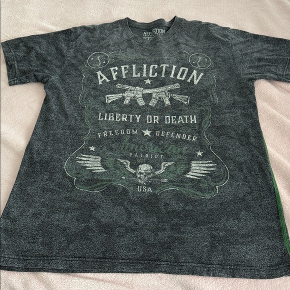 Affliction Liberty or Death Tee in Charcoal - Picture 1 of 1